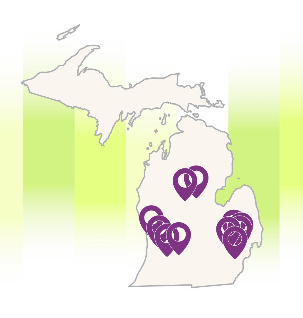 Map of Marathon Health network health center locations in Michigan.
