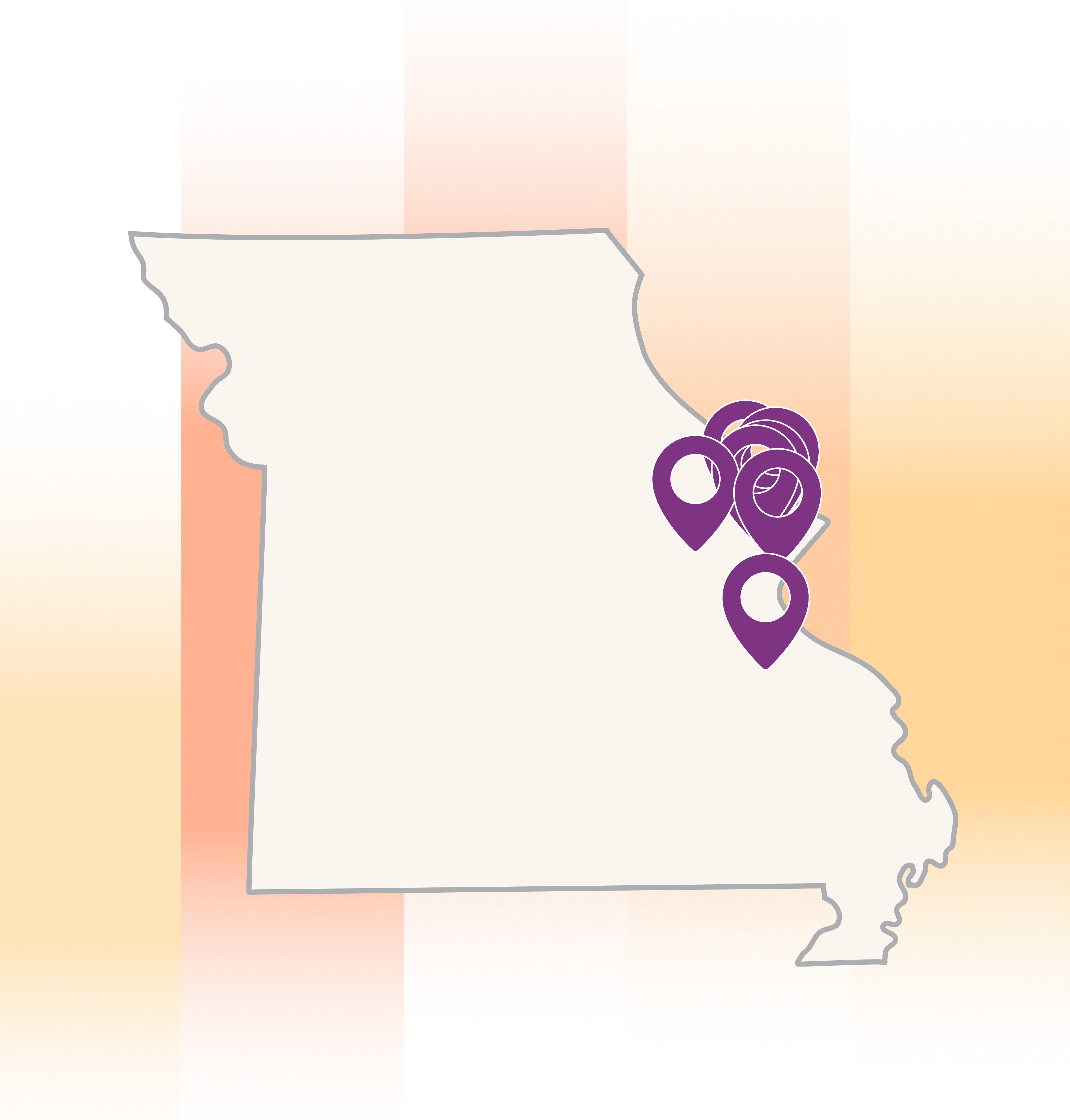 Map of Marathon Health's network health center locations in Missouri.