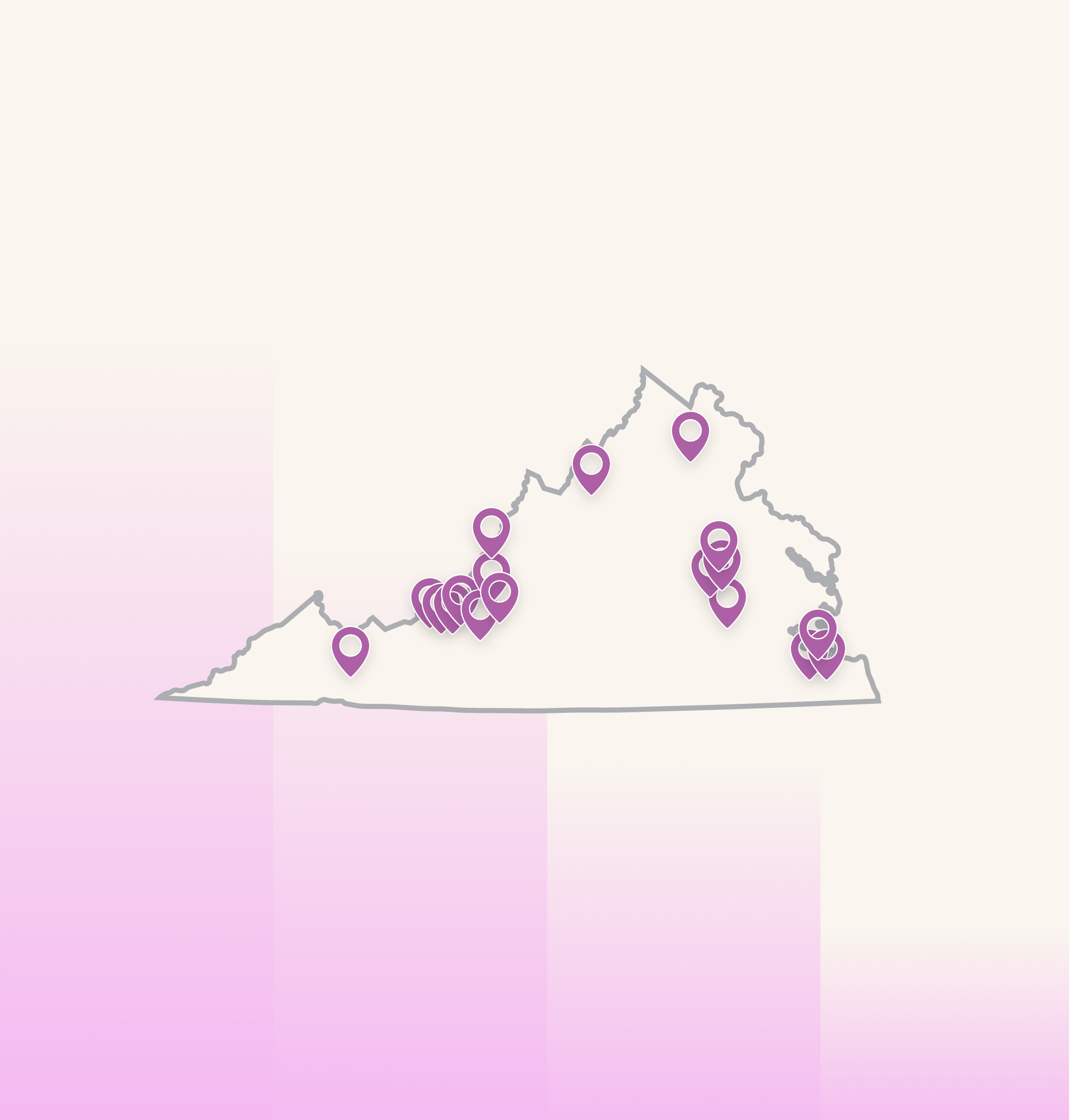 Map of Marathon Health locations in Virginia.