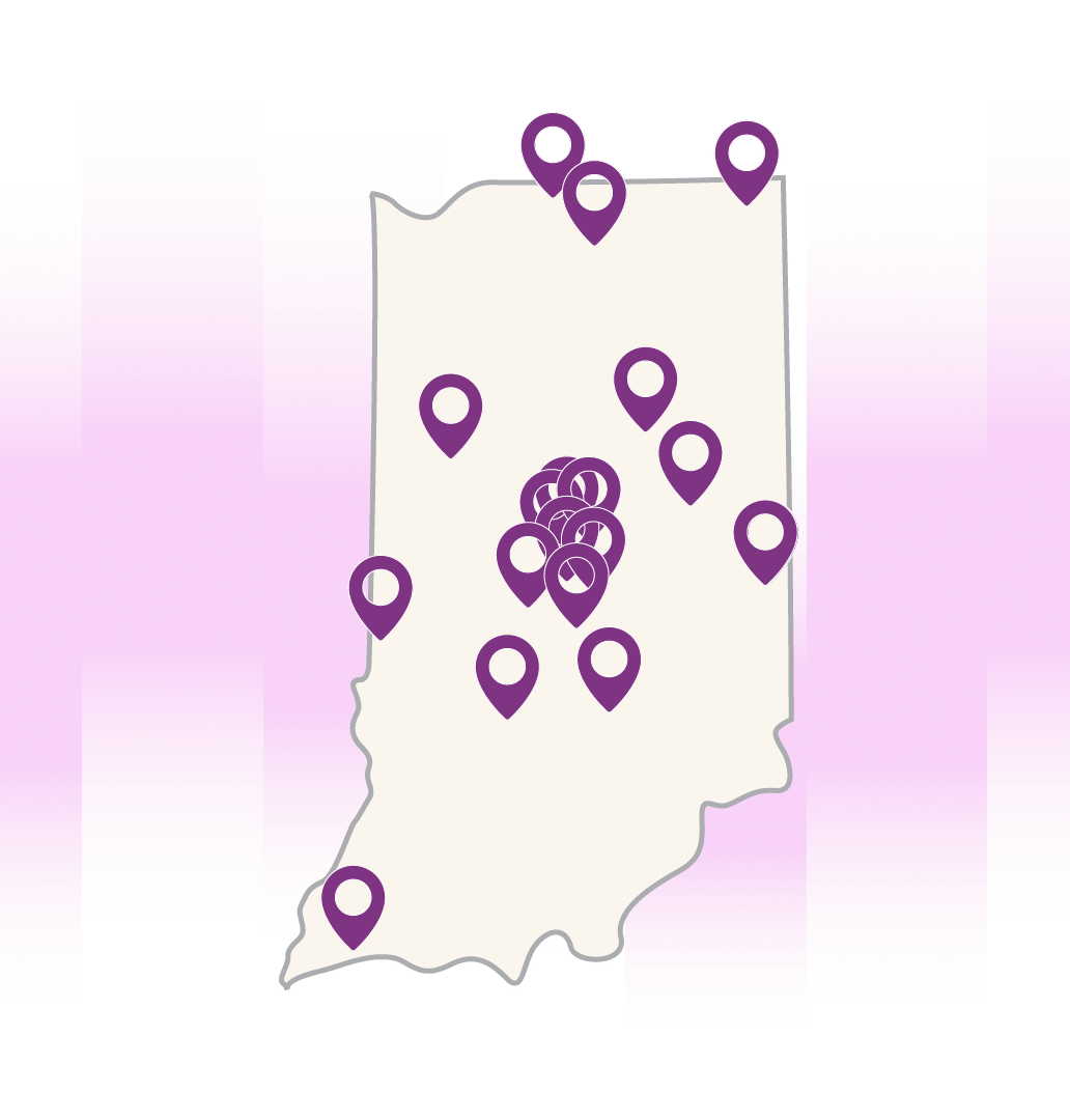 Map of Marathon Health locations in Indiana.